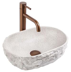 Rea Evora umyvadlo 37.5x25.5 cm oválné na pult šedá/kámen-hnědá/béžová matný REA-U3225