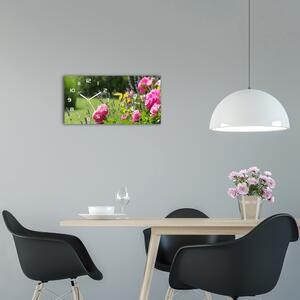 Moderní skleněné hodiny na stěnu Divoká růže pl_zsp_60x30_f_86194342