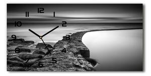 Skleněné hodiny na stěnu Kamenná pláž pl_zsp_60x30_f_86464123