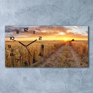 Skleněné hodiny na stěnu tiché Pole pšenice pl_zsp_60x30_f_86490095
