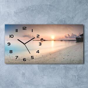 Skleněné hodiny na stěnu tiché Pláž Maledivy pl_zsp_60x30_f_87760968