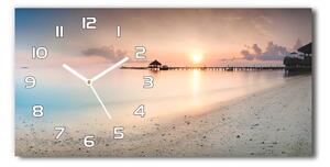Skleněné hodiny na stěnu tiché Pláž Maledivy pl_zsp_60x30_f_87760968