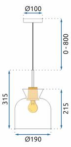 Toolight, závěsné svítidlo 1xE27 APP1182-1CP A, hnědá-čirá, OSW-14025