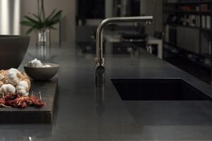 Sink Quality Argon 50, kuchyňský granitový dřez 420x420x225 mm + chromový sifon, bílá, SKQ-ARG.W.1KBO.50.X