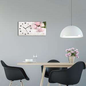 Moderní skleněné hodiny na stěnu Pivoňky pl_zsp_60x30_f_89916715