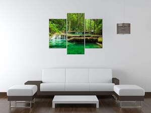 Obraz na plátně Vodopád Erawan v Thajsku - 3 dílný Velikost: 90 x 60 cm
