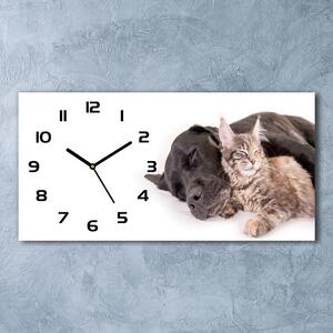 Skleněné hodiny na stěnu tiché Pes a kočkou pl_zsp_60x30_f_91792125
