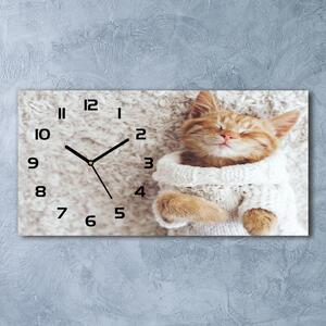 Skleněné hodiny na stěnu Kočka svetr pl_zsp_60x30_f_92307728