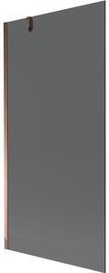 Mexen Next, vanová zástěna 1-křídlová 90 x 150 cm, fixní křídlo, 6 mm šedé sklo, růžové zlato profil, 895-090-000-00-40-60