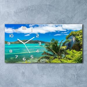 Skleněné hodiny na stěnu Pobřeží Seychely pl_zsp_60x30_f_93632488
