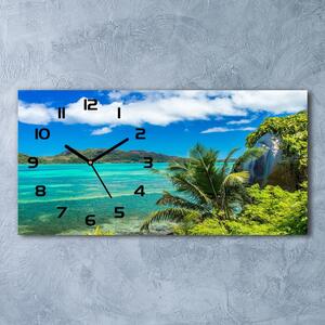 Skleněné hodiny na stěnu Pobřeží Seychely pl_zsp_60x30_f_93632488