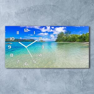 Skleněné hodiny na stěnu tiché Pláž Seychely pl_zsp_60x30_f_93635847