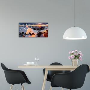 Moderní skleněné hodiny na stěnu Hory zima pl_zsp_60x30_f_94339493