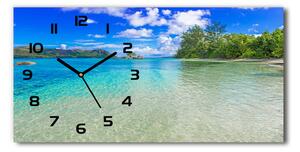 Skleněné hodiny na stěnu tiché Pláž Seychely pl_zsp_60x30_f_93635847