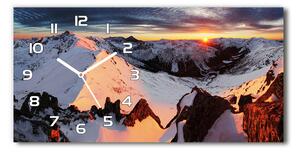Moderní skleněné hodiny na stěnu Hory zima pl_zsp_60x30_f_94339493