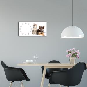 Moderní skleněné hodiny na stěnu Pes a kočka pl_zsp_60x30_f_94452483