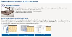 Blanco Metra 45 S, silgranitový dřez 780x500x190 mm, 1-komorový, jemná bílá, BLA-527106