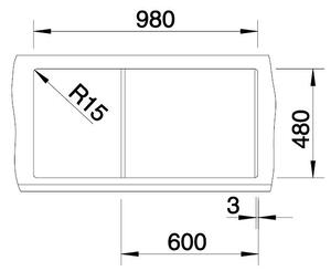 Blanco Metra 6 S, silgranitový dřez 1000x500x190 mm, 1,5-komorový, černá, BLA-525927