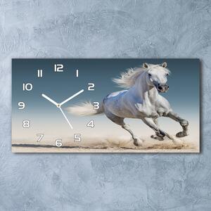 Skleněné hodiny na stěnu Bílý kůň ve cvalu pl_zsp_60x30_f_95257889