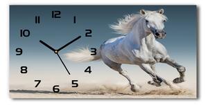 Skleněné hodiny na stěnu Bílý kůň ve cvalu pl_zsp_60x30_f_95257889