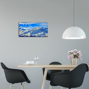 Moderní skleněné hodiny na stěnu Alpy zima pl_zsp_60x30_f_96505174