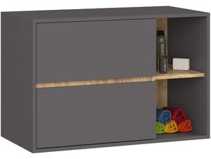 Ak furniture Závěsná skříňka pod umyvadlo VAMI 90 cm grafitová/dub artisan