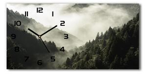 Skleněné hodiny na stěnu tiché Mlha nad lesem pl_zsp_60x30_f_98626353