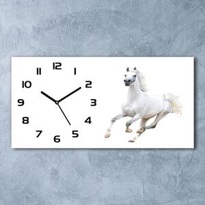 Skleněné hodiny na stěnu Bílý arabský kůň pl_zsp_60x30_f_99028092