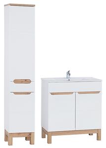 Koupelnová sestava BALI WHITE 80cm s vysokou skříňkou 2D1S a umyvadlem