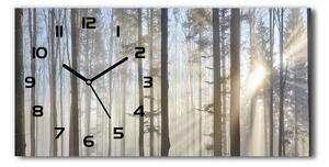 Skleněné hodiny na stěnu tiché Mlha v lese pl_zsp_60x30_f_98968412