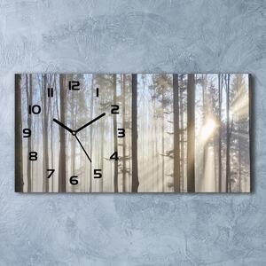 Skleněné hodiny na stěnu tiché Mlha v lese pl_zsp_60x30_f_98968412