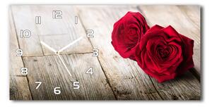 Skleněné hodiny na stěnu Růže na dřevě pl_zsp_60x30_f_99658852