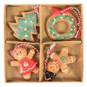 Sada 4 ks vánočních ozdob GINGERBREADS 6 cm