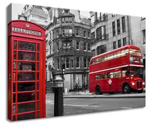Obraz na plátně Telefonní budka v Londýně UK Velikost: 30 x 20 cm