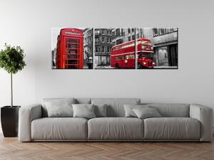 Obraz na plátně Telefonní budka v Londýně UK - 3 dílný Rozměry: 30 x 90 cm
