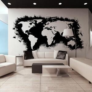 Fototapeta XXL mapy světa v černobílé kombinaci - White continents, black oceans 