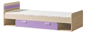 Jednolůžková postel 80 cm Lavendon L13 (s roštem) (fialová). Vlastní profesionální přeprava až k Vám domů 605096