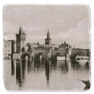 Praha - Vltava a Karlův most - mramorový tácek