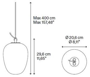 Lodes 21812 4330 Obló medium, závěs z kouřového foukaného skla, 1x7W LED 3000K, Ø20,6x29,6cm