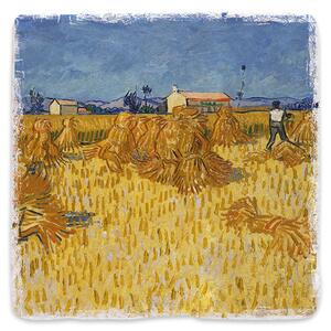 Sklizeň obilí v Provence - mramorový tácek