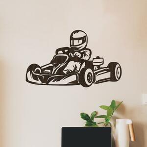 Dřevěný obraz Motokáře | Rozměry (cm): 40x24 | Zvolte barvu dekoru: Wenge