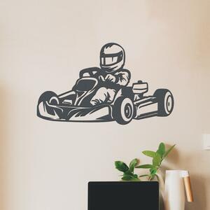 Dřevěný obraz Motokáře | Rozměry (cm): 40x24 | Zvolte barvu dekoru: Antracitová
