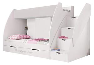 Patrová postel MARCINEK včetně úložného prostoru (Bílá)