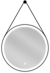 MEXEN - Reni koupelnové LED zrcadlo, kulaté 60 cm, LED 6000K, ochrana proti zamlžování, černý rám - 9812-060-060-611-70