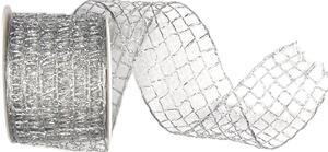 Stuha síťovaná CADILLAC SILVER stříbrná venkovní 40mm x 2m (14,-Kč/m)