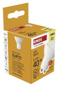 Emos lighting LED žárovka Basic MR16 / GU10 / 5,2 W (40 W) / 450 lm / teplá bílá 1525730235