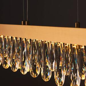 Brilliant Závěsné světlo LED Celestia, délka 110 cm, mosazná barva, křišťál, stmívatelný, Mosaz / zlato, Obývací pokoj / jídelna, kov