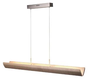 Brilliant Závěsné světlo LED Monterra, délka 132 cm, hnědé, dřevo, stmívatelný, Světlé dřevo, Obývací pokoj / jídelna, Dřevo