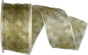 Vánoční stuha organzová Organdy Gala Premium – Golden Shine krémová 40mm x 2m (16,- Kč/m)