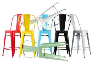 Barová židle PARIS back bílá inspirovaná TOLIX